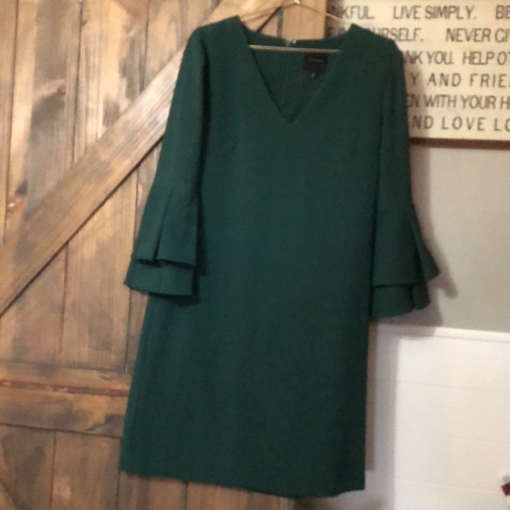 Alex Marie Dark Green V Neck Sheath Dress in Size 6 - Picture 2 of 4
